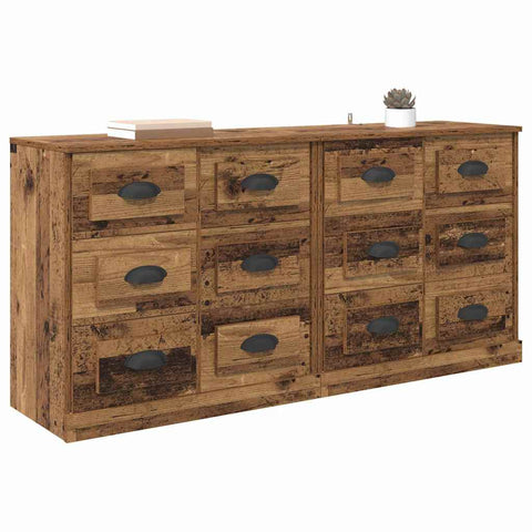 vidaXL Sideboards 2 pcs Old Wood 70 x 35.5 x 67.5 cm Engineered Wood