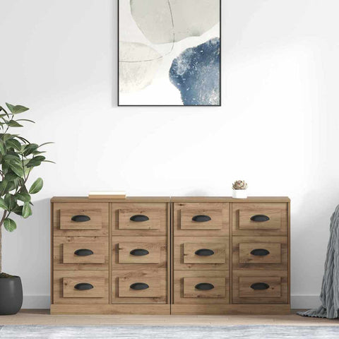 vidaXL Sideboards with Drawer 2 pcs Artisan Oak 70 x 35.5 x 67.5 cm