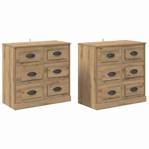 vidaXL Sideboards with Drawer 2 pcs Artisan Oak 70 x 35.5 x 67.5 cm