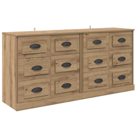 vidaXL Sideboards with Drawer 2 pcs Artisan Oak 70 x 35.5 x 67.5 cm