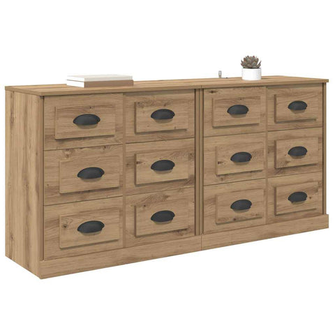 vidaXL Sideboards with Drawer 2 pcs Artisan Oak 70 x 35.5 x 67.5 cm