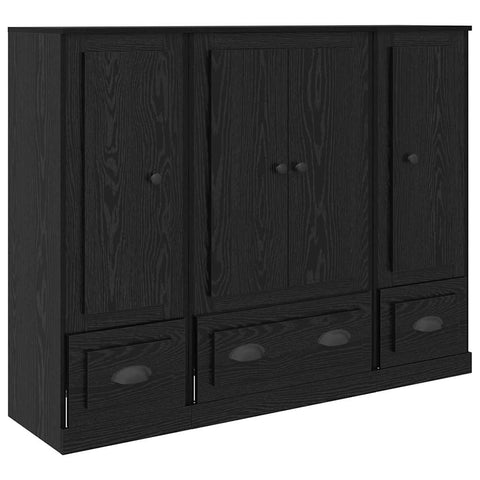 vidaXL Sideboard with Drawer 3 pcs Black Oak Engineered Wood