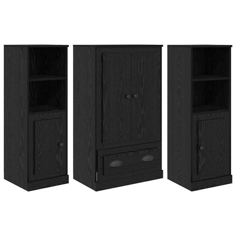 vidaXL Highboard 3 pcs Black Oak 35 x 60 x 103.5 cm Engineered Wood