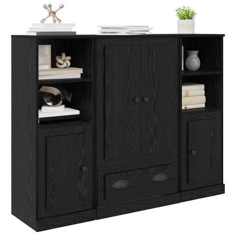 vidaXL Highboard 3 pcs Black Oak 35 x 60 x 103.5 cm Engineered Wood