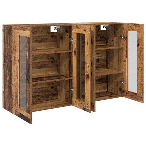 vidaXL Wall Mounted Cabinets 2 pcs Old Wood 69.5 x 34 x 90 cm