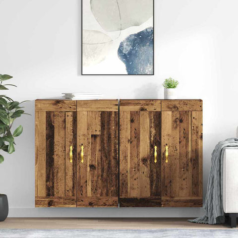 vidaXL Wall-mounted Cabinets 2 pcs Old Wood 69.5 x 34 x 90 cm
