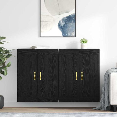 vidaXL Wall-mounted Cabinets 2 pcs Black Oak 69.5 x 34 x 90 cm