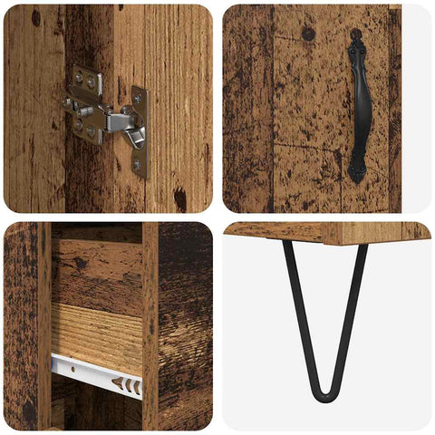 vidaXL Highboard Old Wood 69.5 x 34 x 180 cm Engineered Wood