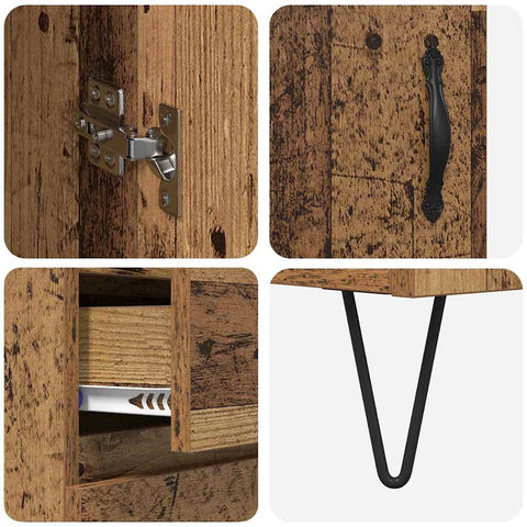 vidaXL Highboard Old Wood 69.5 x 34 x 180 cm Engineered Wood