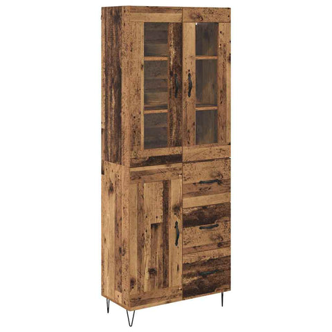 vidaXL Highboard Old Wood 69.5 x 34 x 180 cm Engineered Wood