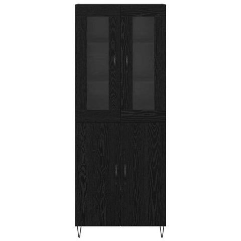 vidaXL Highboard White and Black Oak 69.5 x 34 x 180 cm