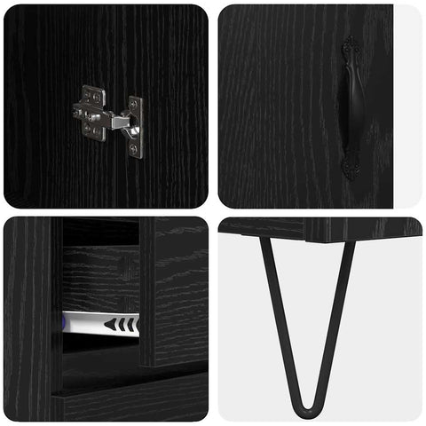 vidaXL Highboard Black Oak 69.5 x 34 x 180 cm Engineered Wood