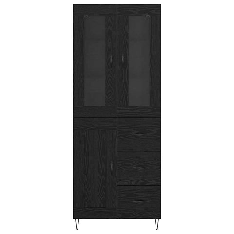 vidaXL Highboard Black Oak 69.5 x 34 x 180 cm Engineered Wood