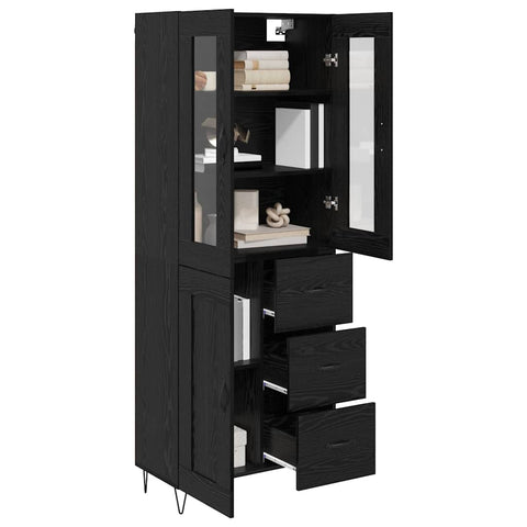 vidaXL Highboard Black Oak 69.5 x 34 x 180 cm Engineered Wood