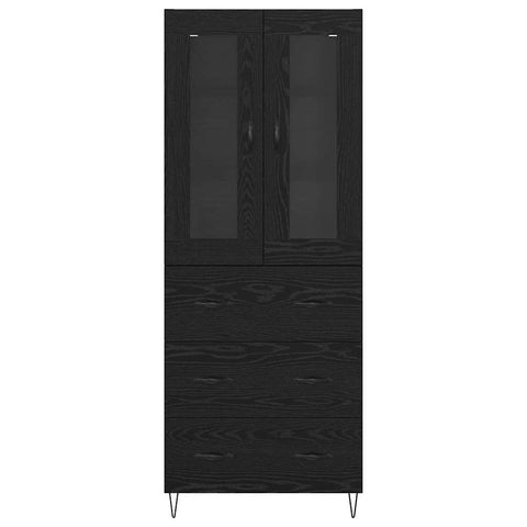 vidaXL Highboard Black Oak 69.5 x 34 x 180 cm Engineered Wood