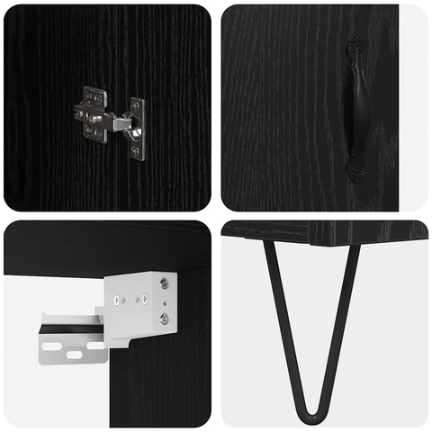 vidaXL Highboard Black Oak 69.5 x 34 x 180 cm Engineered Wood