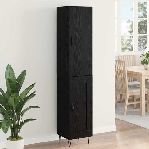 vidaXL Highboard Black Oak 69.5 x 34 x 180 cm Engineered Wood