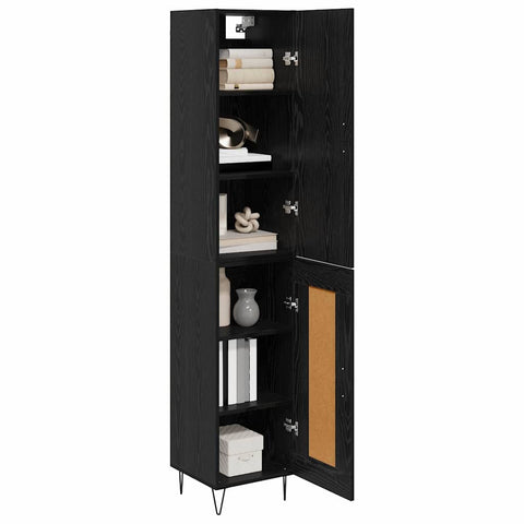 vidaXL Highboard Black Oak 69.5 x 34 x 180 cm Engineered Wood