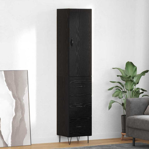 vidaXL Highboard Black Oak 69.5 x 34 x 180 cm Engineered Wood