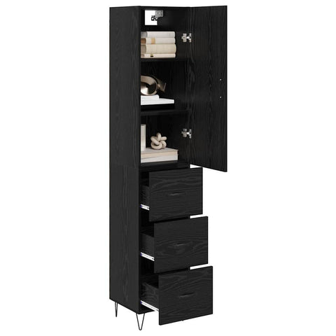 vidaXL Highboard Black Oak 69.5 x 34 x 180 cm Engineered Wood