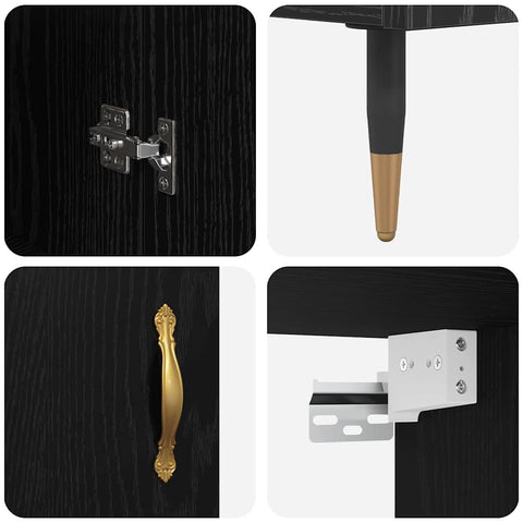 vidaXL Highboard Black Oak 69.5 x 34 x 180 cm Engineered Wood