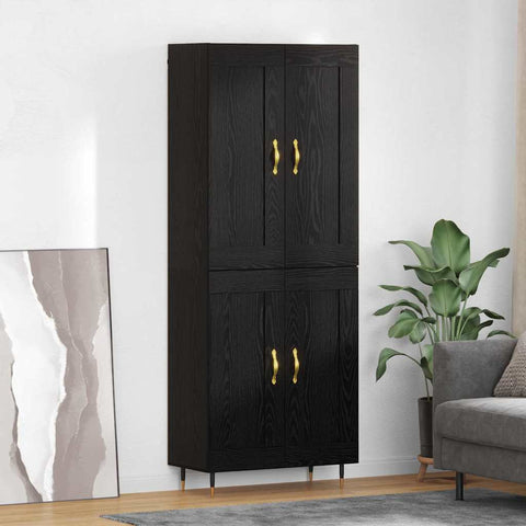 vidaXL Highboard Black Oak 69.5 x 34 x 180 cm Engineered Wood