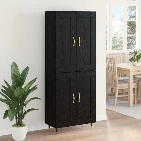 vidaXL Highboard Black Oak 69.5 x 34 x 180 cm Engineered Wood