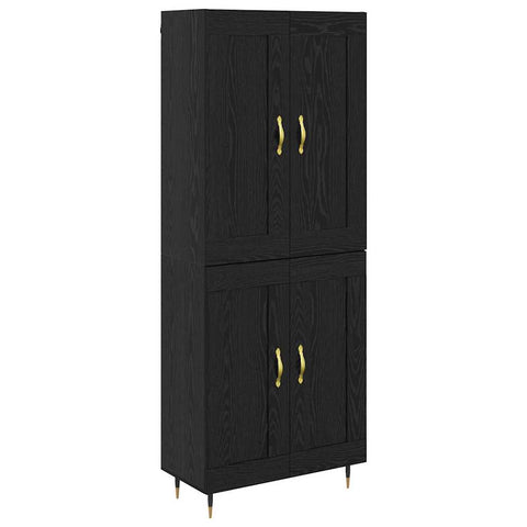 vidaXL Highboard Black Oak 69.5 x 34 x 180 cm Engineered Wood