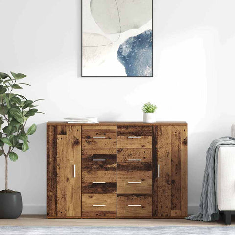 vidaXL Sideboards with Drawer Corona 2 pcs Old Wood 59 x 39 x 80 cm