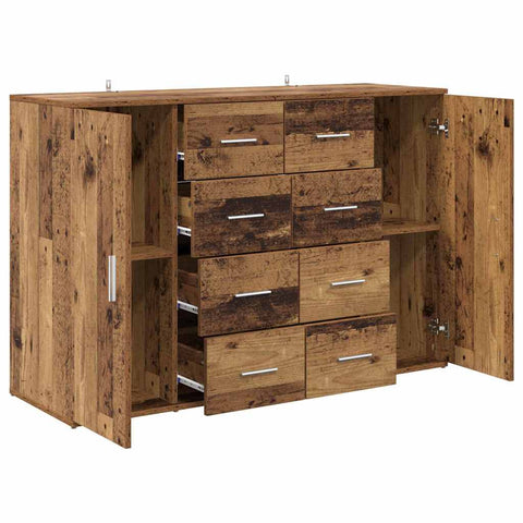 vidaXL Sideboards with Drawer Corona 2 pcs Old Wood 59 x 39 x 80 cm