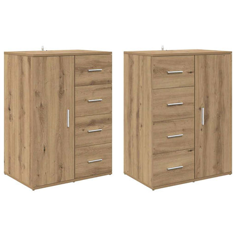 vidaXL Sideboards with Drawer Corona 2 pcs Artisan Oak 59 x 39 x 80 cm