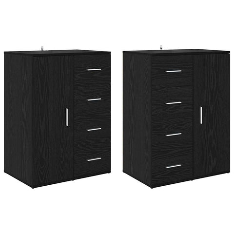 vidaXL Sideboards with Drawer Corona 2 pcs Black Oak 59 x 39 x 80 cm