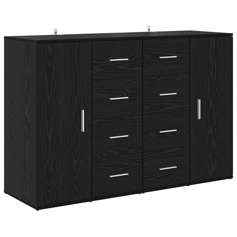 vidaXL Sideboards with Drawer Corona 2 pcs Black Oak 59 x 39 x 80 cm