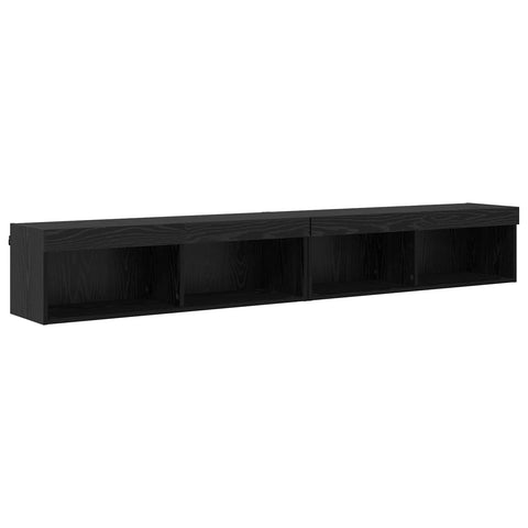 TV Wall Units with LED Wall-mounted 5 pcs Black Oak Engineered Wood