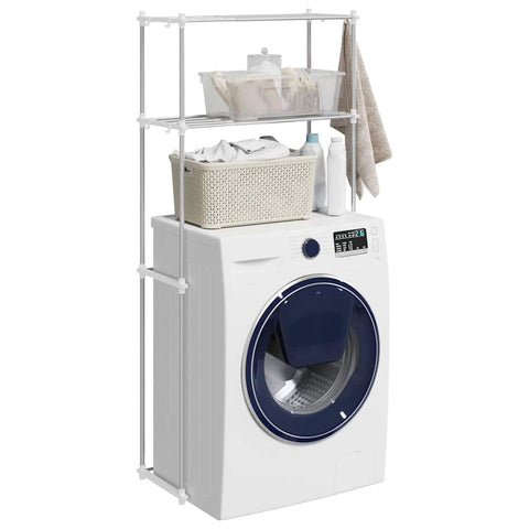 vidaXL Washing Machine Shelf with Shelf with Storage White Aluminium