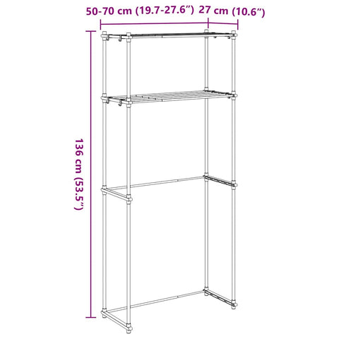 vidaXL Washing Machine Shelf with Shelf with Storage White Aluminium