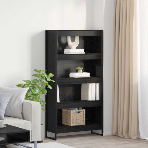 vidaXL Book Cabinet 2 pcs Black Oak 80 x 30 x 155 cm Engineered Wood