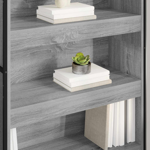 vidaXL Book Cabinet 2 pcs Grey Sonoma 80 x 30 x 155 cm Engineered Wood