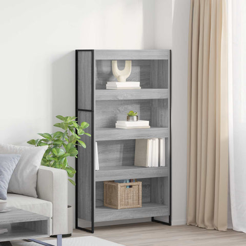 vidaXL Book Cabinet 2 pcs Grey Sonoma 80 x 30 x 155 cm Engineered Wood