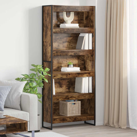 vidaXL Book Cabinet 2 pcs Smoke Oak 80 x 30 x 189.5 cm Engineered Wood
