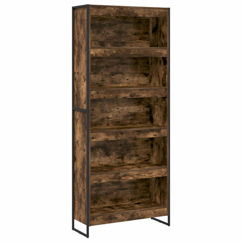 vidaXL Book Cabinet 2 pcs Smoke Oak 80 x 30 x 189.5 cm Engineered Wood
