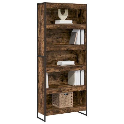 vidaXL Book Cabinet 2 pcs Smoke Oak 80 x 30 x 189.5 cm Engineered Wood