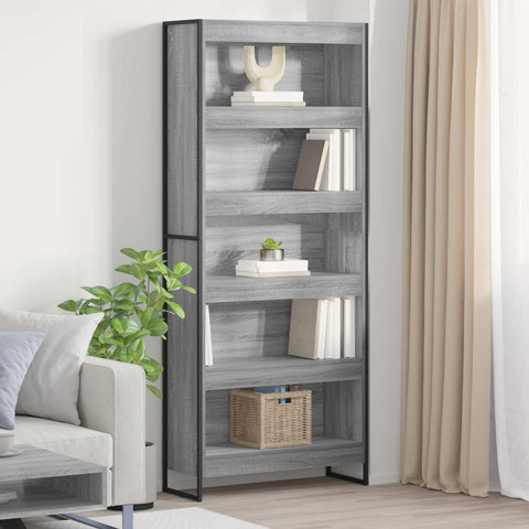 vidaXL Book Cabinet 2 pcs Grey Sonoma 80 x 30 x 189.5 cm