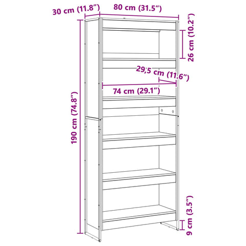 vidaXL Book Cabinet 2 pcs Artisian Oak 80 x 30 x 189.5 cm