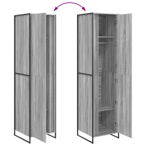 vidaXL Warderobe 2 pcs Grey Sonoma 50 x 50 x 200 cm Engineered Wood