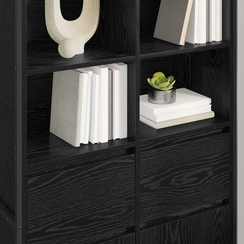 vidaXL Sideboard 2 pcs Black Oak 81 x 36 x 150.5 cm Engineered Wood