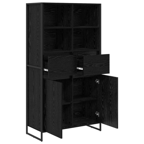 vidaXL Sideboard 2 pcs Black Oak 81 x 36 x 150.5 cm Engineered Wood