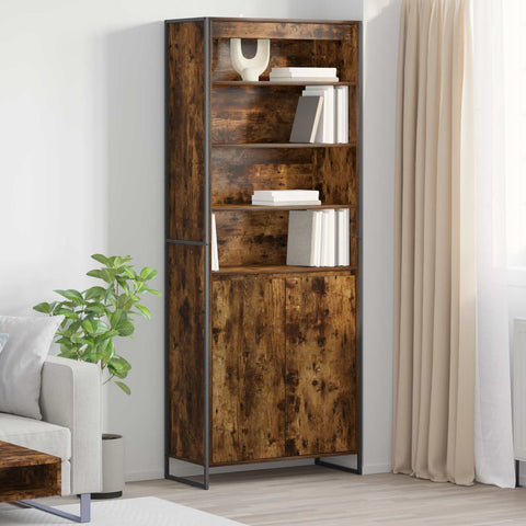 vidaXL Tall Cabinets 2 pcs Smoke Oak 79 x 36 x 300 cm Engineered Wood