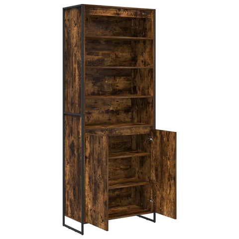 vidaXL Tall Cabinets 2 pcs Smoke Oak 79 x 36 x 300 cm Engineered Wood