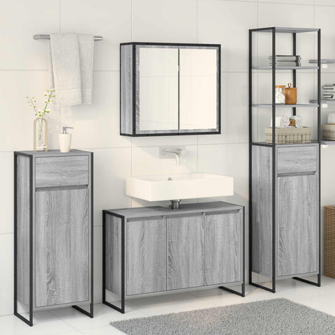 vidaXL Bathroom Furniture Set with Drawer Grey Sonoma Engineered Wood